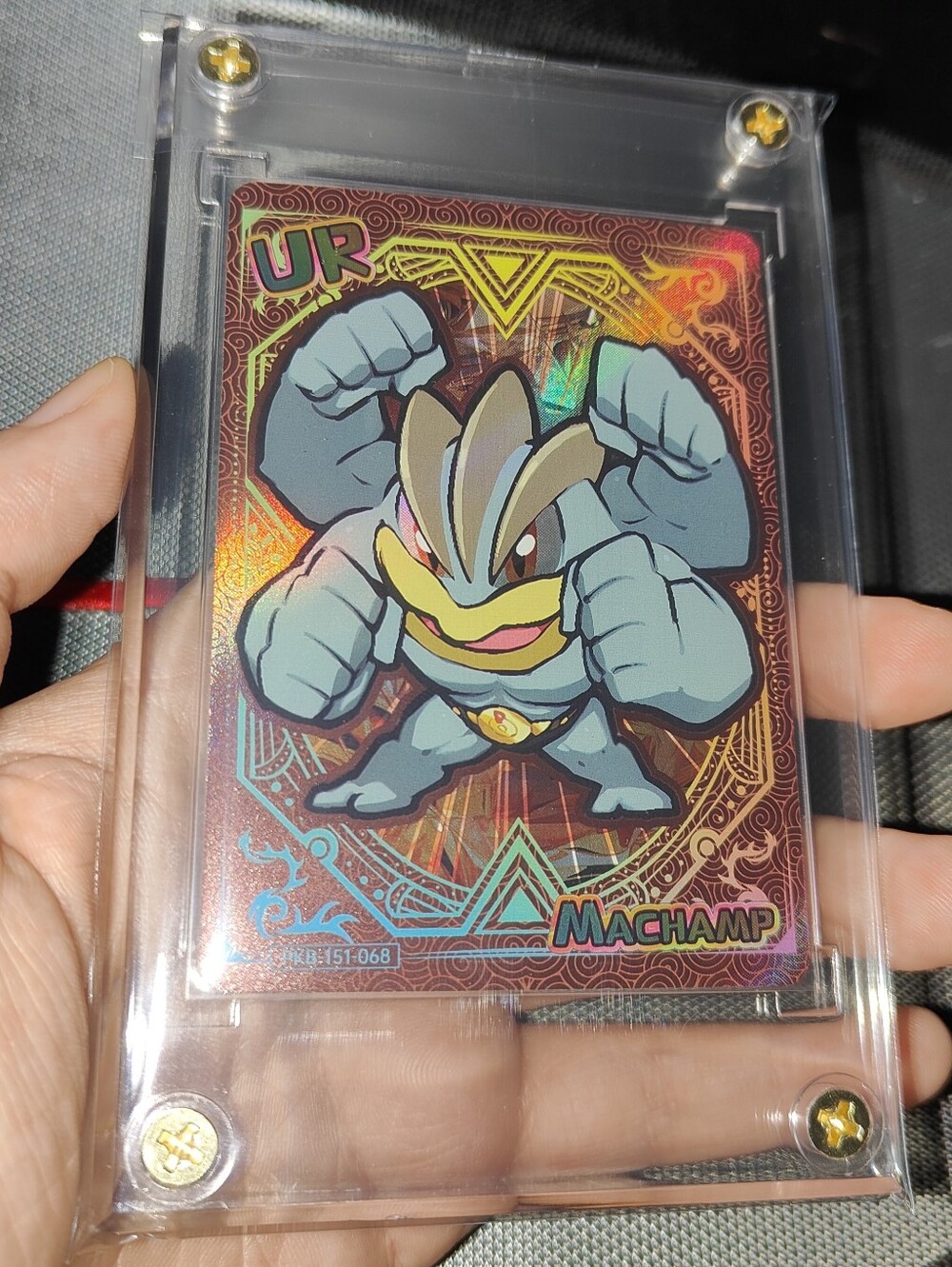 Machamp Ultra Rare textured holo encased Pokémon Unofficial Card Chinese Poke